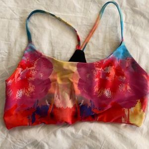 Soul Cycle Strappy Floral Tie Dye Sports Bra